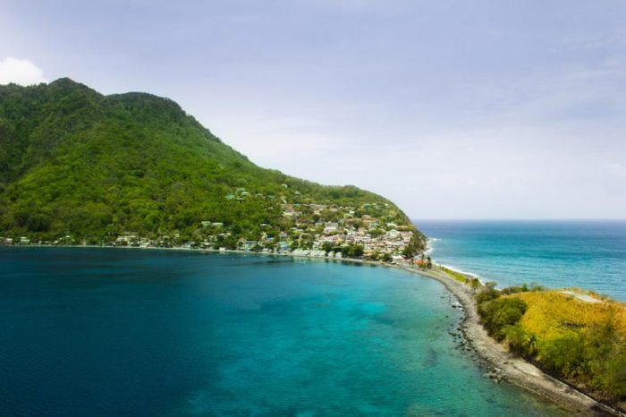 Scotts head in Saint Mark Parish in Dominica. Scotts Head is a beautiful marine reserve in the Caribbean.