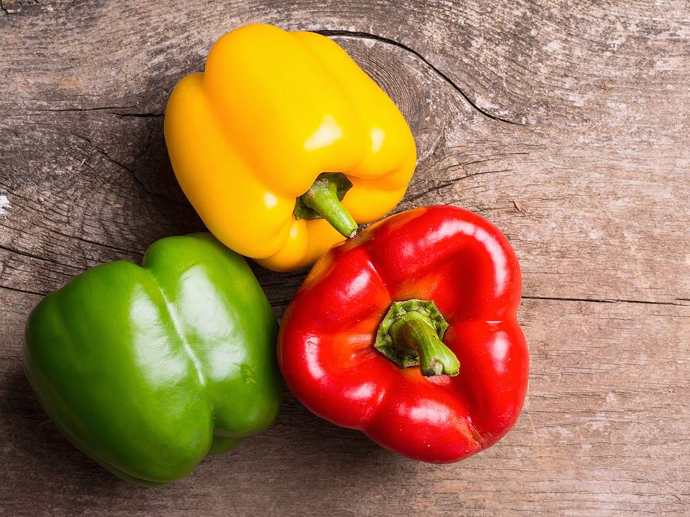 Red, green and yellow bell pepper