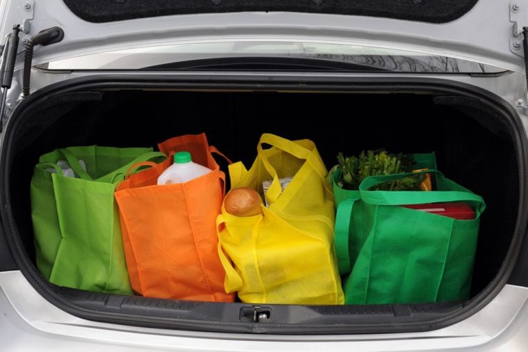 Groceries in trunk of car