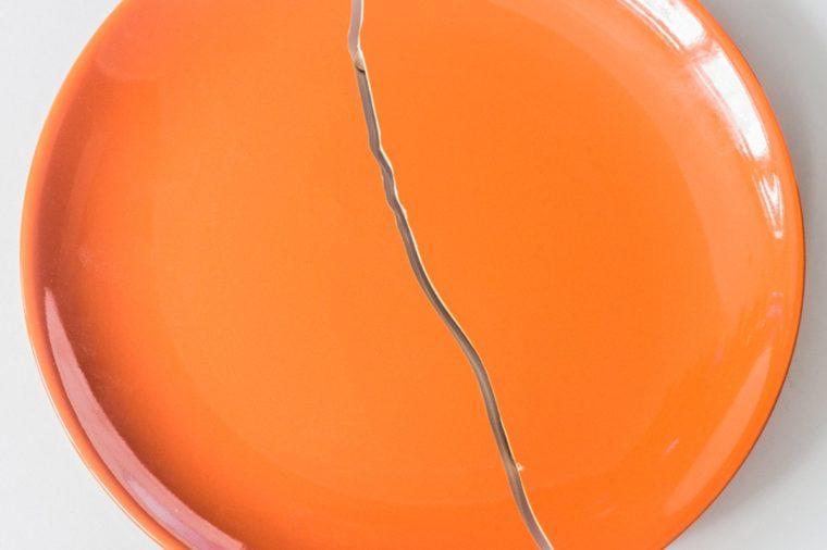 Broken orange plate