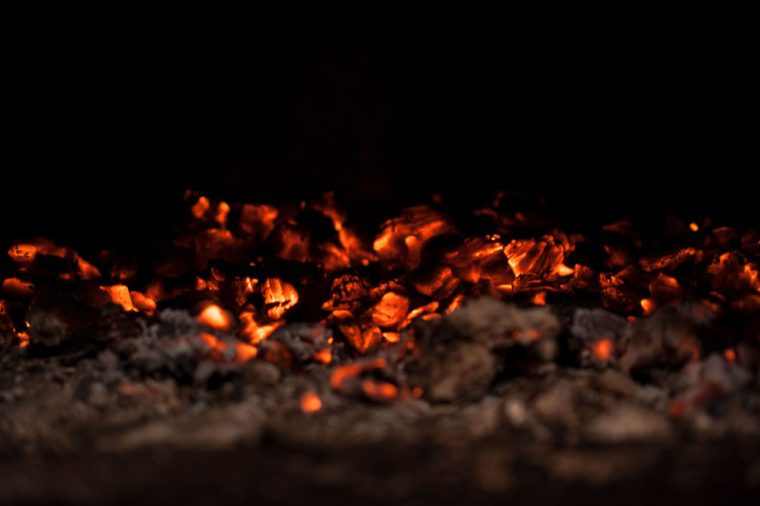 Hot, glimmering coals