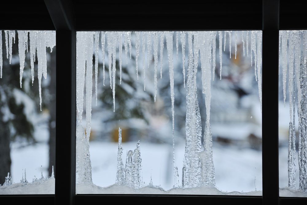 Icicles forming on window
