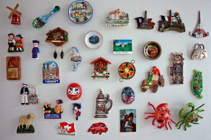 Magnetic souvenirs of various countries