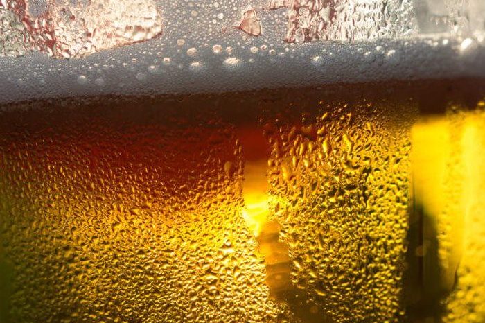 beer close-up, backlit by golden Sun 