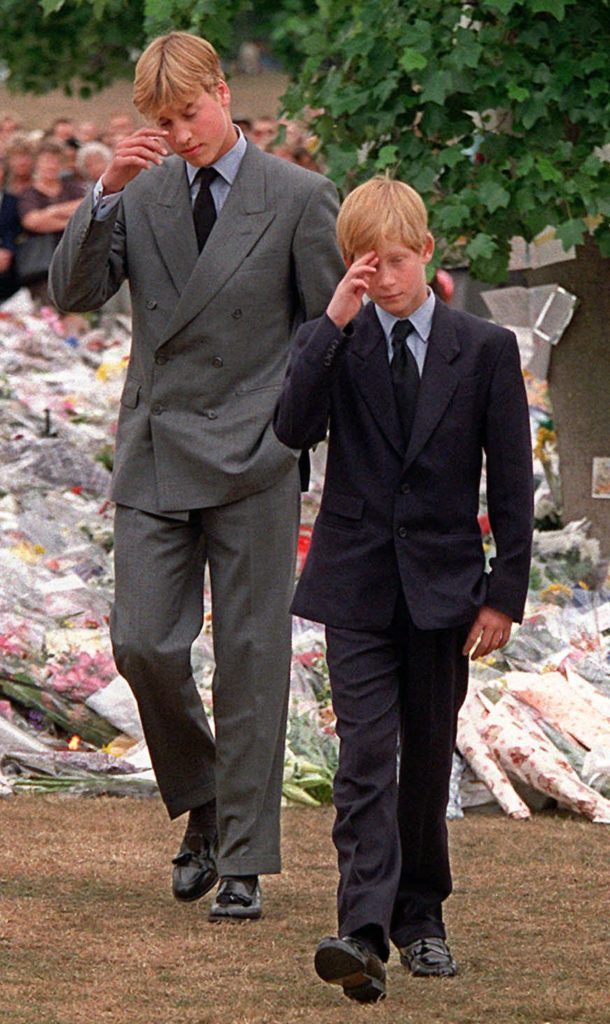 Prince William and Prince Harry at funeral of Princess Diana