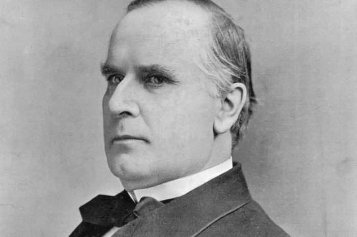 William McKinley (1843-1901) 25th president of USA from 1896. Shot by anarchist Leon Czolgosz at the Pan-American Exhibition in Buffalo, 6 Sept 1901 and died 14 Sept. From The Sphere, London, 14 September 1901