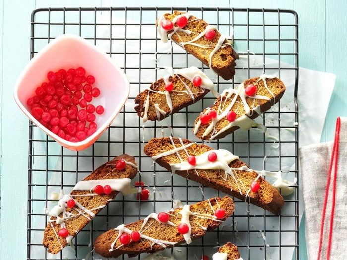 Drizzled gingerbread biscotti
