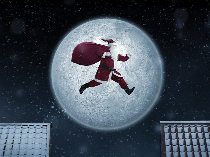 Santa jumping between houses