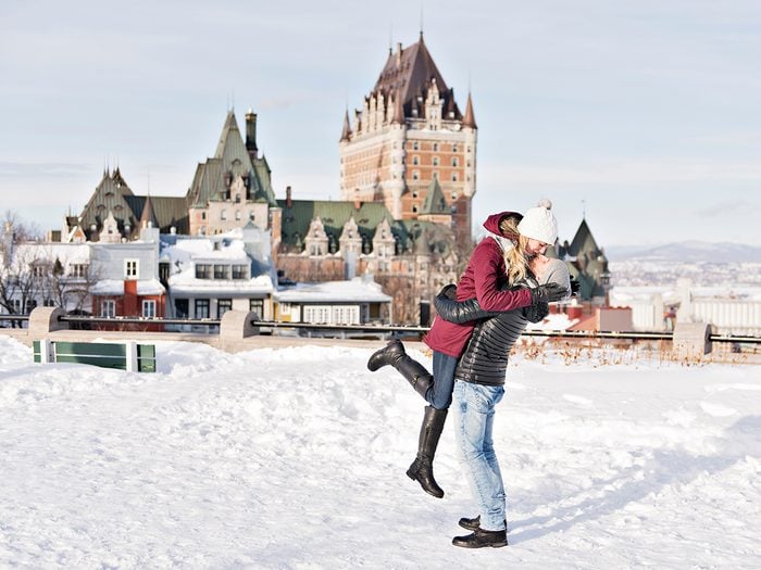 Most romantic getaways in Canada - Couple in Quebec City