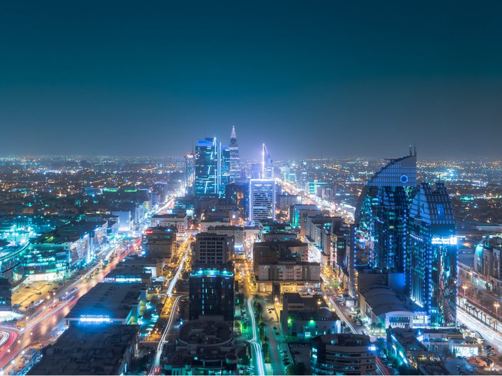 Saudi Arabia skyline at night
