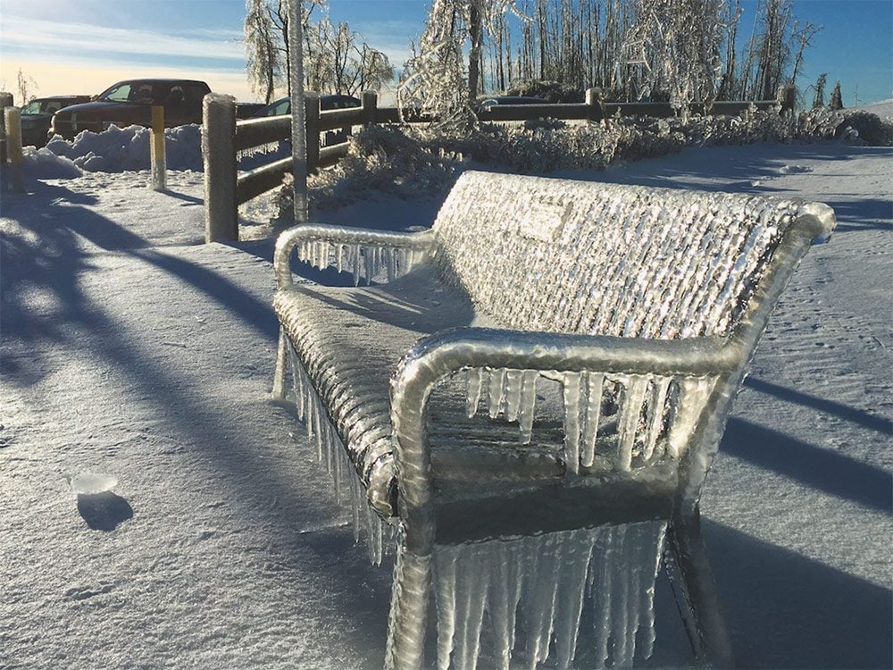 Park bench in winter