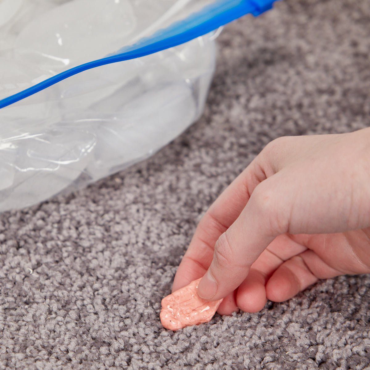 Spring cleaning tips - ice remove gum stuck in carpet