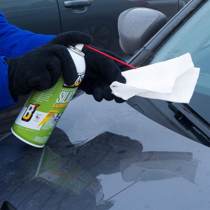spray silicone lubricant on windshield wiper blades