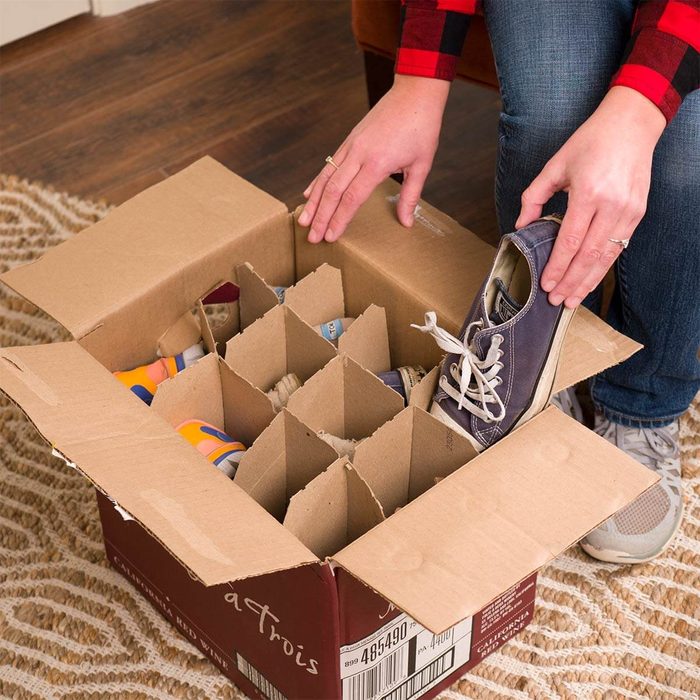 Home organizing hacks wine box shoe storage container