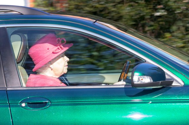 Queen Elizabeth II drives herself to church, Windsor, UK - 25 Feb 2018