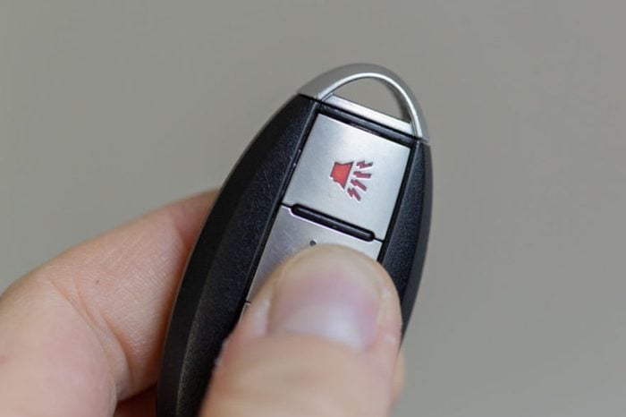 Car fob remote with panic button visible