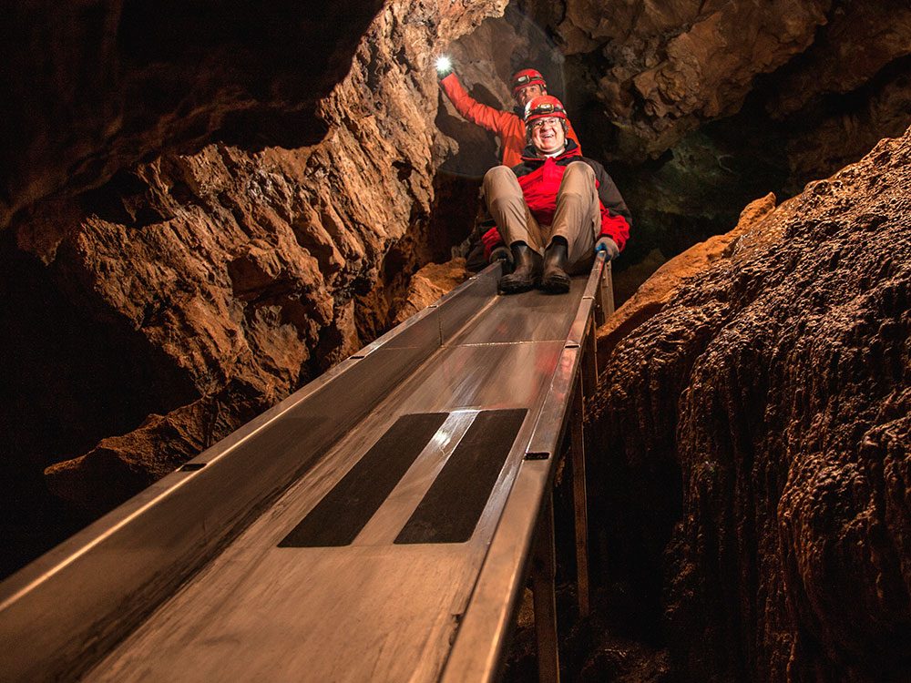 Canadian attractions - cave slide on Vancouver Island