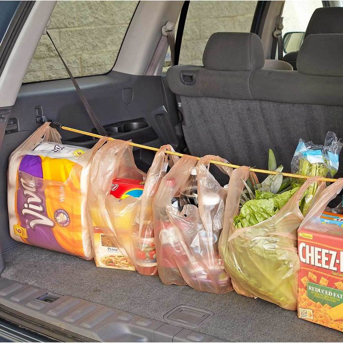 No-spill grocery bags bungee cord