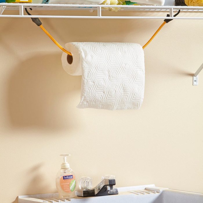 Instant paper towel holder bungee cord