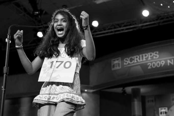 Neetu Chandak of Geneva New York Celebrates After Correctly Spelling the Word 'Perciatelli' in the Semi-final Round of the Scripps National Spelling Bee at the Grand Hyatt Hotel in Washington Dc in Washington Dc Usa on 28 May 2009 the Annual Event Began in 1925 with Nine Contestants This Year 293 Children Competed Epa/matthew Cavanaugh United States Washington