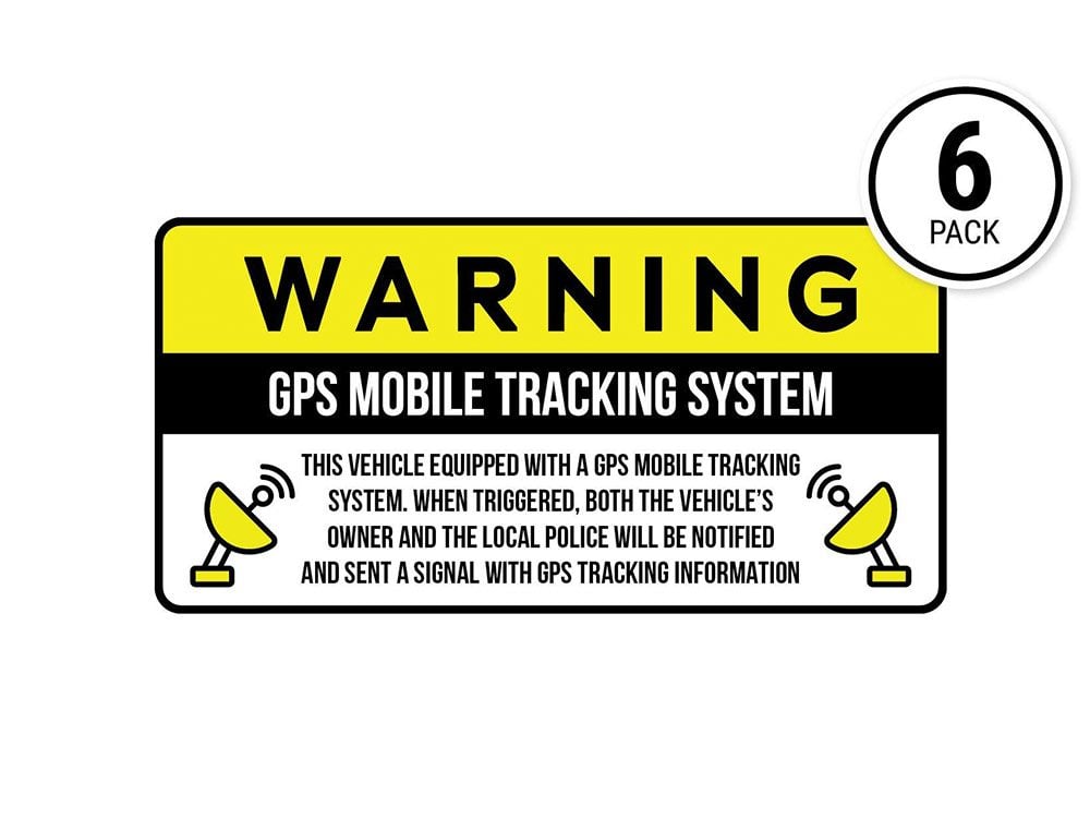 Stickers with GPS tracking warning