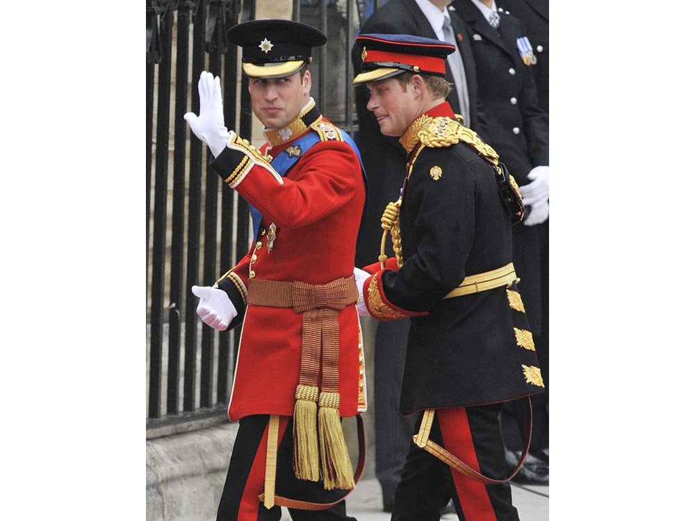 Princes William and Harry on William's wedding day
