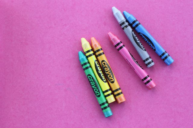 Colorful Crayon on Pink Background