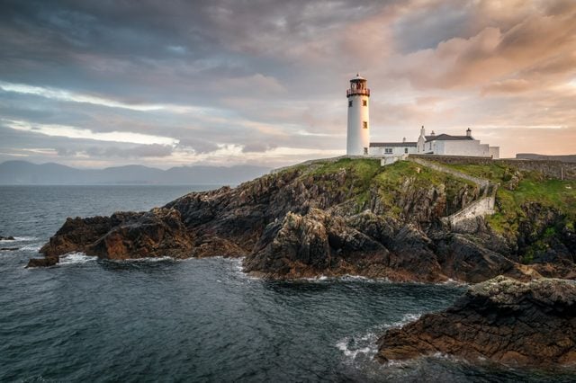This is a picture of Fanad light house on the north coast of Donegal Ireland. This was taken just before sunset