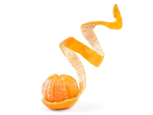 Uses for oranges - orange peel spiral