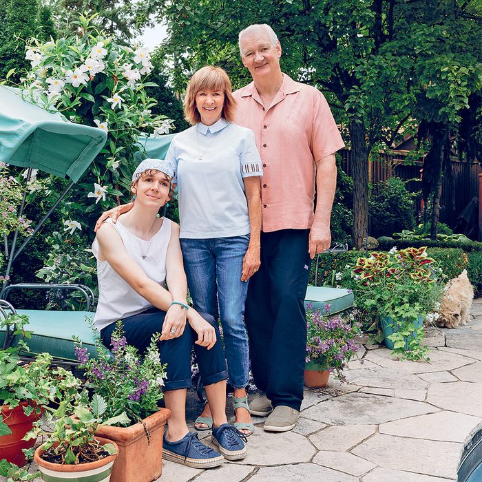 Author Debra McGrath at home in Toronto with her husband, Colin Mochrie, and their daughter, Kinley Mochrie