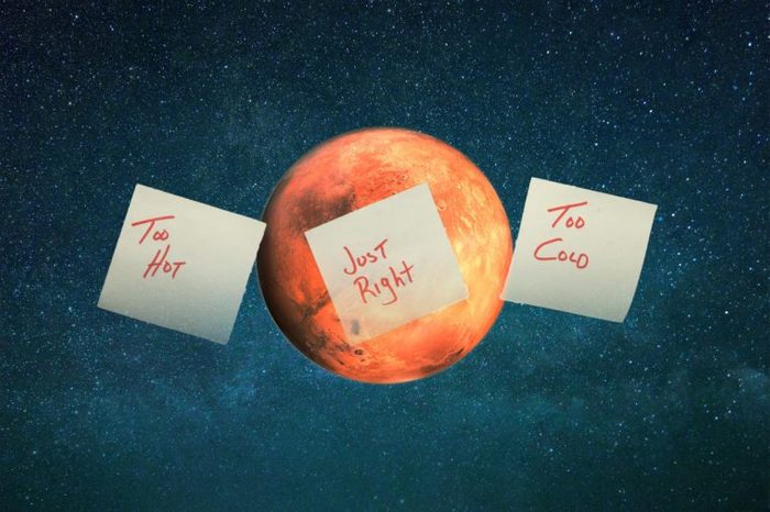 Composite of Mars and sticky notes