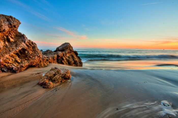 california beach in sunset