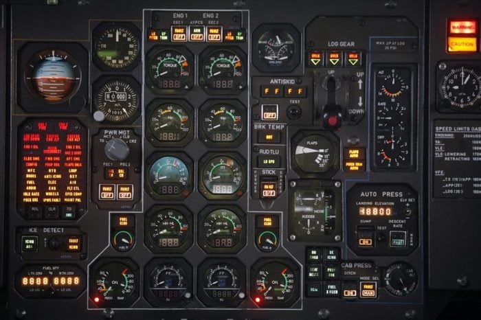 Control panel in a plane cockpit