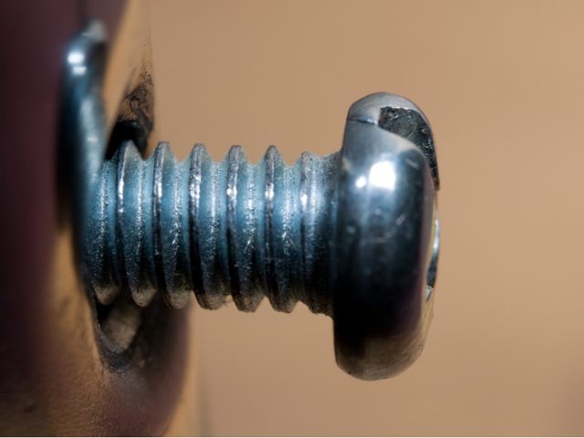 Sideview of loose screw