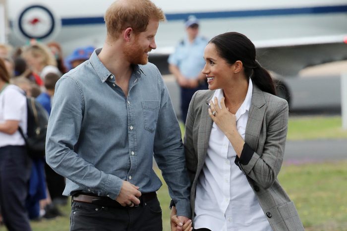 Prince Harry and Meghan Duchess of Sussex at the Royal Flying Doctor Service at Dubbo Airport