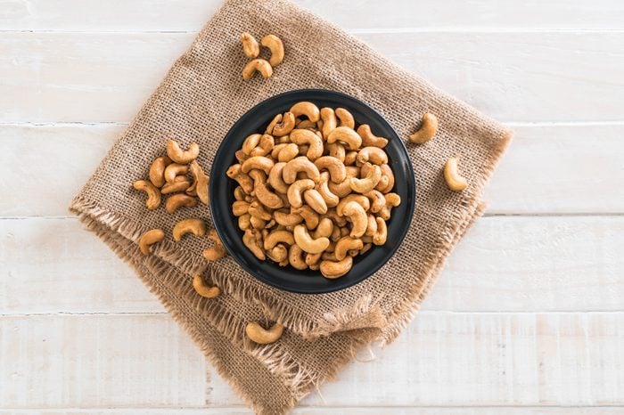 Roasted cashew nuts in bowl