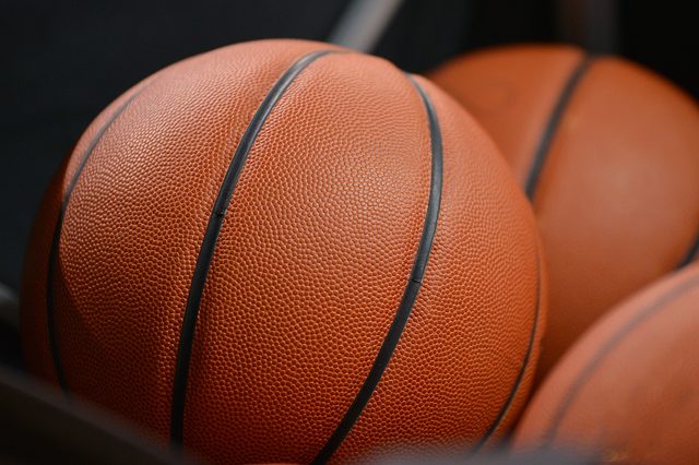 Close up of leather basketball background textured