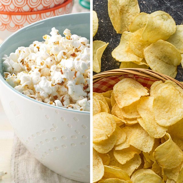 low-sodium foods - Popcorn vs potato chips