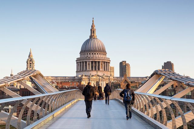 Millenium bridge and St Paul cathedral in London 