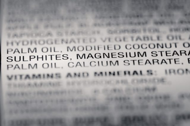 Shallow depth of Field image of Nutrition Facts Preservative Ingredients Information we can find on a grocery Store Product.
