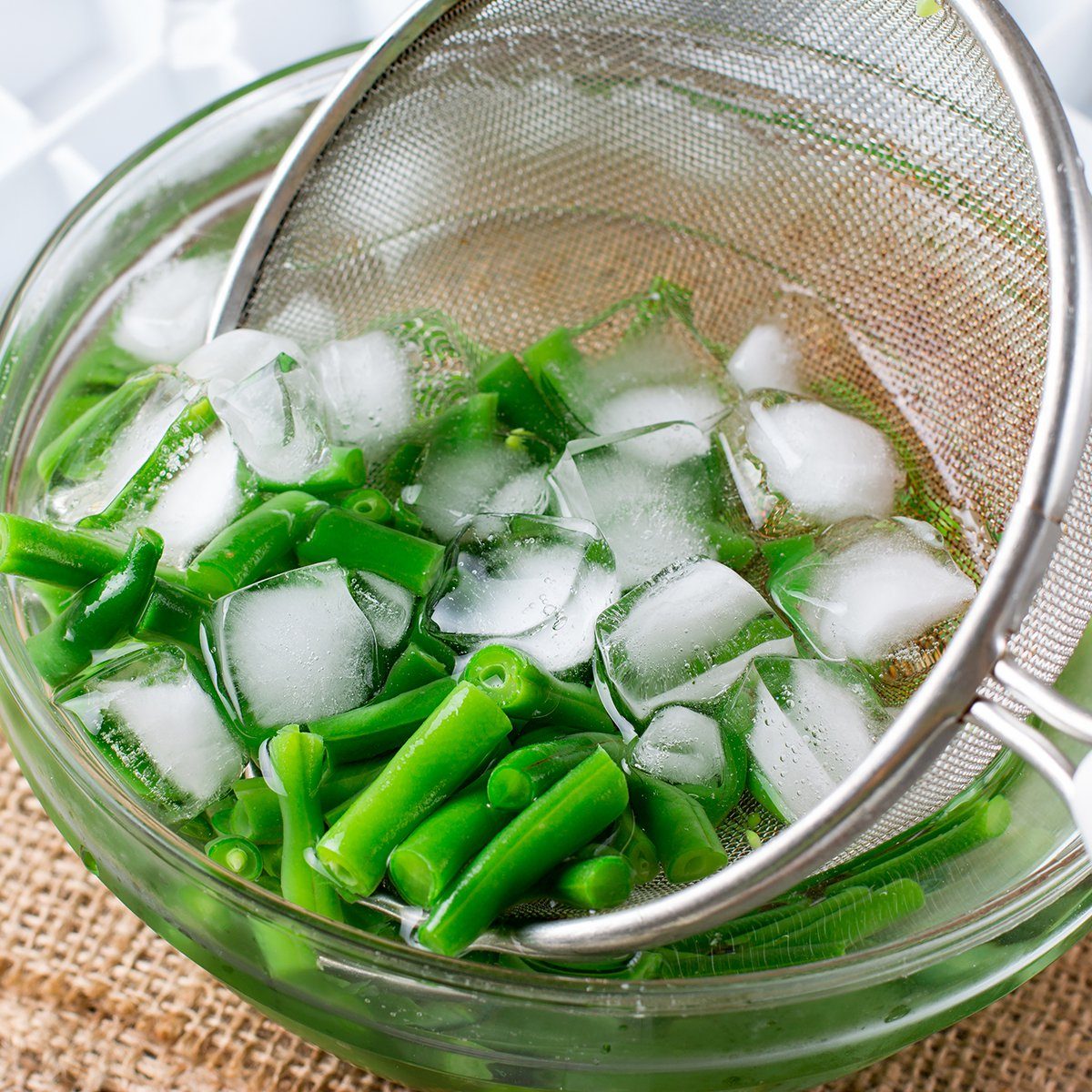 Boiled vegetables, green beans