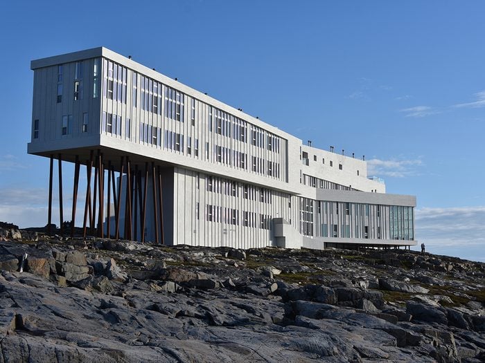 Cool hotels Canada - Fogo Island, Newfoundland, Canada - June 28, 2016: Modern hotel in a barren, northern landscape