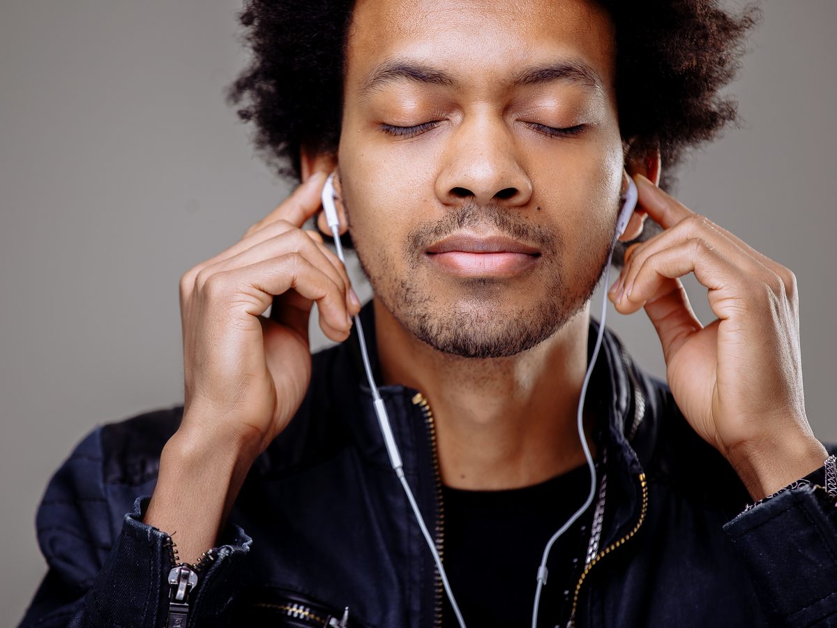 Health studies - man listening to music