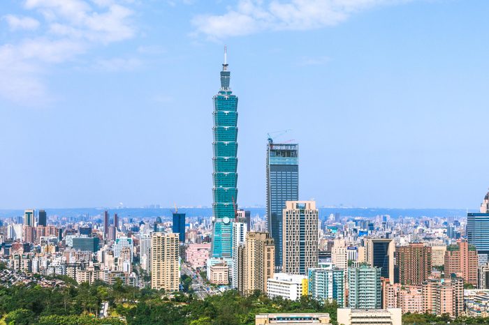 Panoramic cityscape of Taipei skyline and skyscraper.