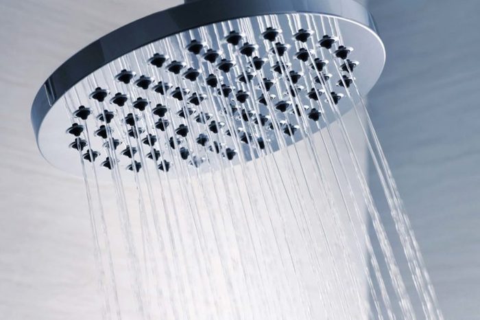 shower droplets close up