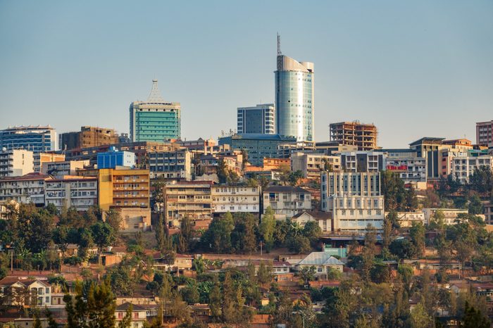 Long shot of Kigali downtown in Rwanda