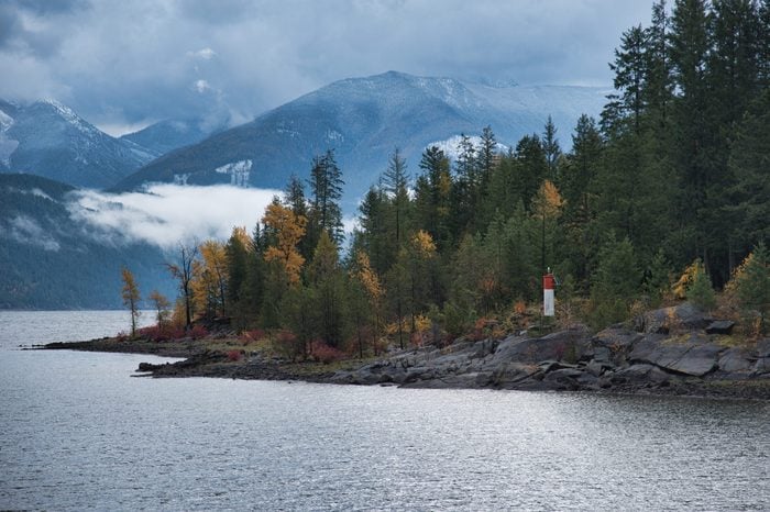 View from the Kootenay Lake Ferry on a stormy fall day