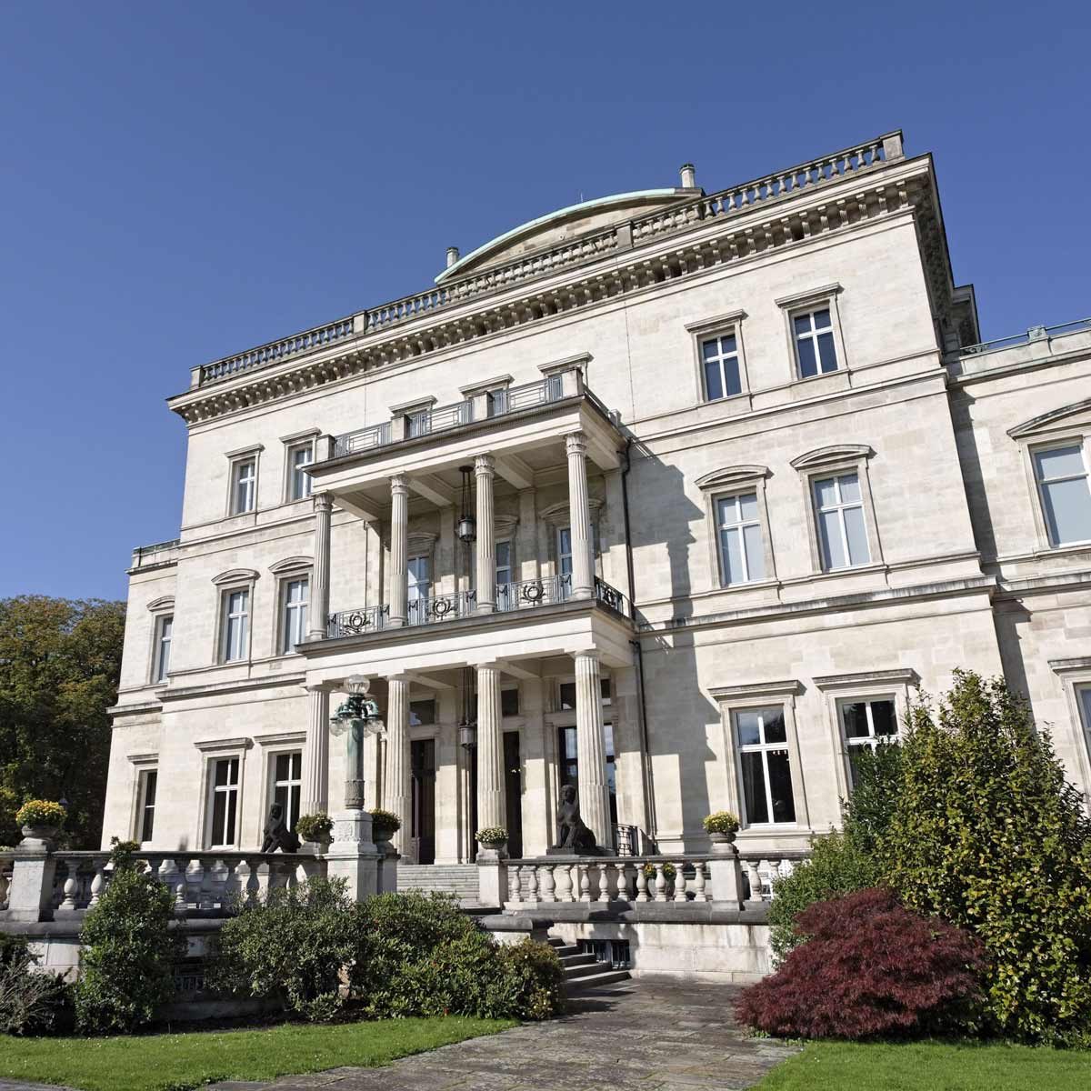 Villa Huegel, main house, terrace side, former residence of the Krupp family, Essen-Baldeney, North Rhine-Westphalia, Germany, Europe