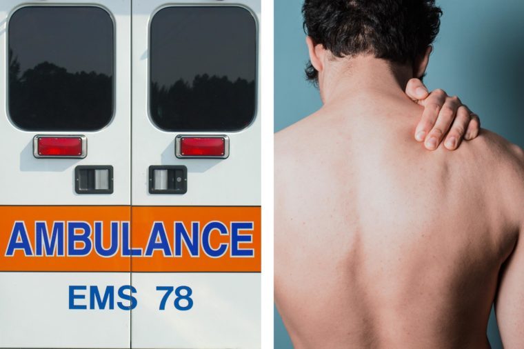 Upper abdominal pain - back pain ambulance doors