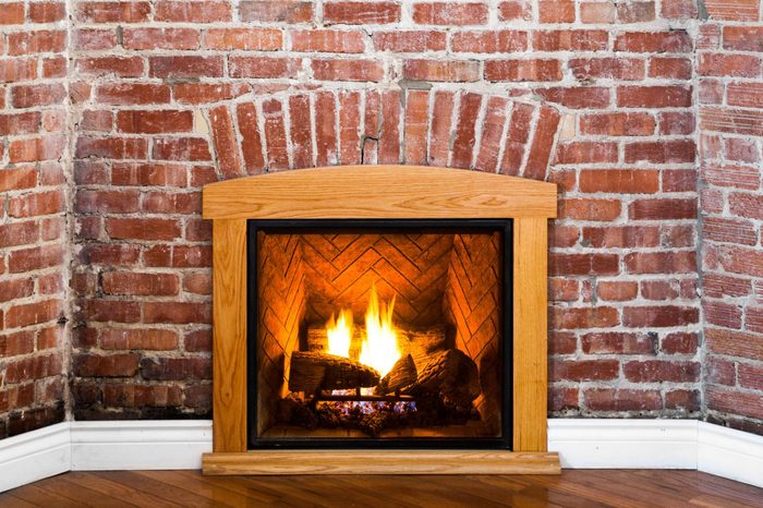Fireplace and Flat Brick Wall Perspective Perfect for Painting or Picture Frame Addition